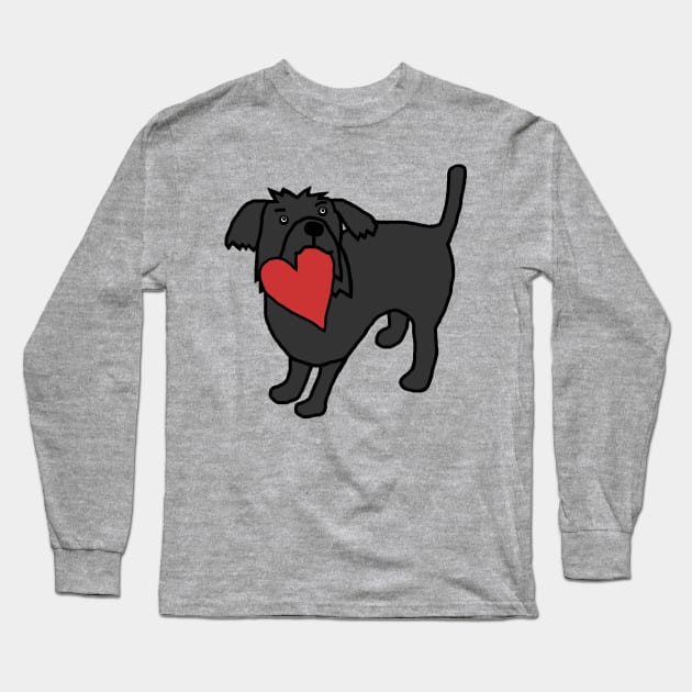 Cute Dog with Love Heart for Valentines Day Long Sleeve T-Shirt by ellenhenryart